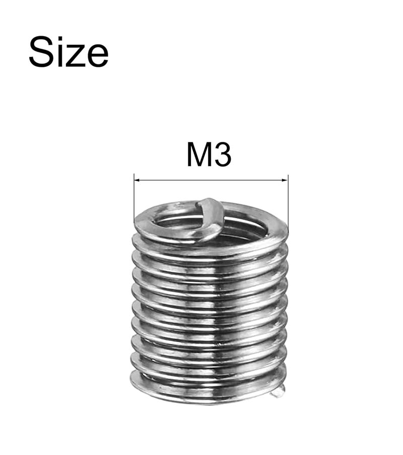 NACX M3 x 0.5mm x 2D Helicoil Type Screw, 304 Stainless Steel Wire Thread Inserts, Helical Coiled Wire Threaded Sleeve, 170Pcs - Image 2